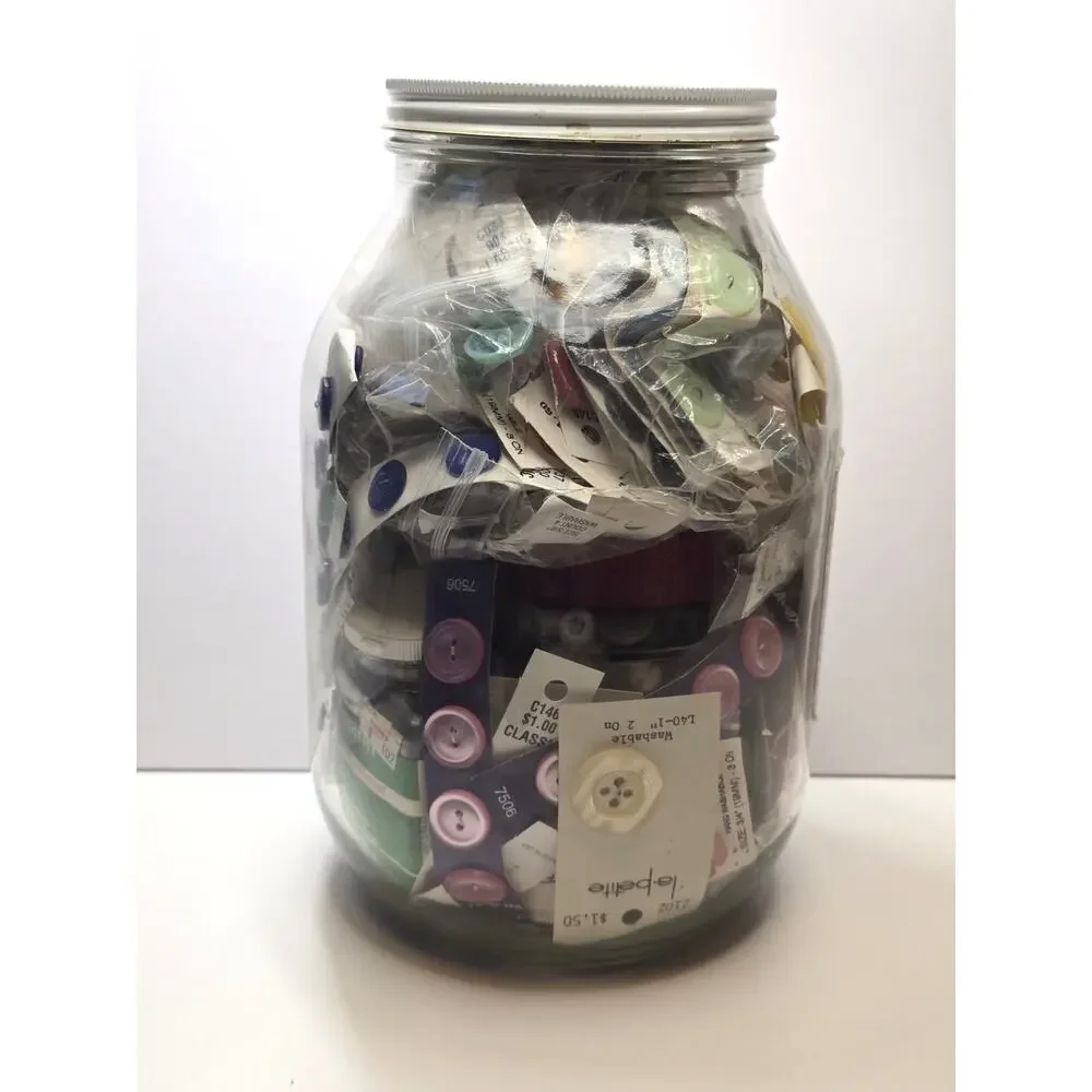 Lot of 5 Lbs Old Buttons Of All Different Materials And Styles-1 Galllon Jar